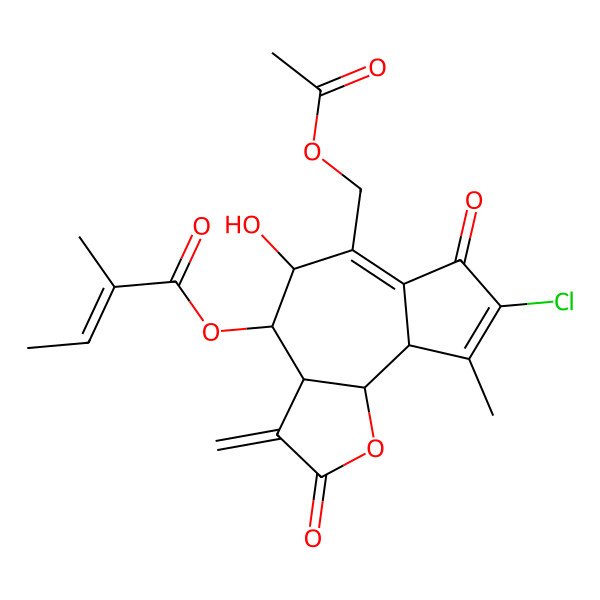 2D Structure of [6-(acetyloxymethyl)-8-chloro-5-hydroxy-9-methyl-3-methylidene-2,7-dioxo-4,5,9a,9b-tetrahydro-3aH-azuleno[4,5-b]furan-4-yl] 2-methylbut-2-enoate