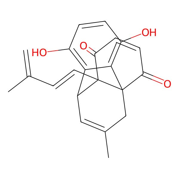 2D Structure of 3,6-Dihydroxy-15-methyl-9-(3-methylbuta-1,3-dienyl)tetracyclo[6.5.3.01,9.02,7]hexadeca-2,4,6,11,15-pentaene-10,13-dione