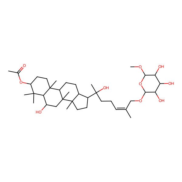 2D Structure of [6-hydroxy-17-[2-hydroxy-6-methyl-7-(3,4,5-trihydroxy-6-methoxyoxan-2-yl)oxyhept-5-en-2-yl]-4,4,8,10,14-pentamethyl-2,3,5,6,7,9,11,12,13,15,16,17-dodecahydro-1H-cyclopenta[a]phenanthren-3-yl] acetate