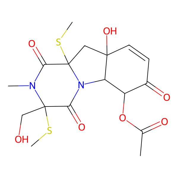 2D Structure of [9a-hydroxy-3-(hydroxymethyl)-2-methyl-3,10a-bis(methylsulfanyl)-1,4,7-trioxo-6,10-dihydro-5aH-pyrazino[1,2-a]indol-6-yl] acetate