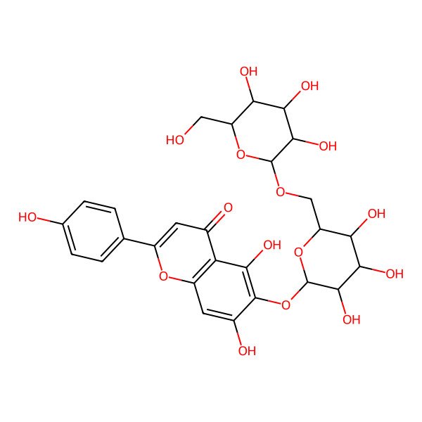 2D Structure of 5,7-Dihydroxy-2-(4-hydroxyphenyl)-6-[3,4,5-trihydroxy-6-[[3,4,5-trihydroxy-6-(hydroxymethyl)oxan-2-yl]oxymethyl]oxan-2-yl]oxychromen-4-one
