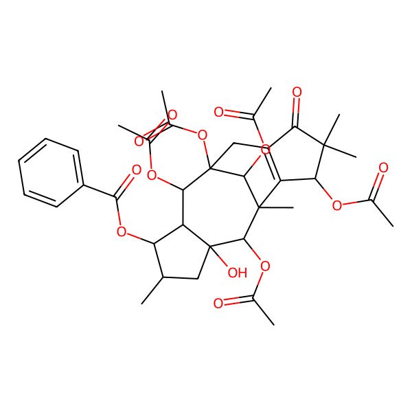2D Structure of [(1R,2R,3R,4S,5S,7R,8S,11S,16S)-1,2,8,11,16-pentaacetyloxy-7-hydroxy-5,9,12,12-tetramethyl-13-oxo-4-tetracyclo[7.6.1.03,7.010,14]hexadec-10(14)-enyl] benzoate