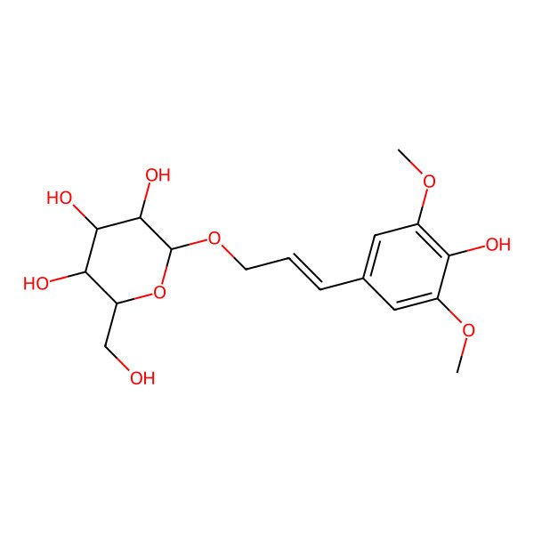2D Structure of (2S,3R,4S,5S,6R)-2-[3-(4-hydroxy-3,5-dimethoxyphenyl)prop-2-enoxy]-6-(hydroxymethyl)oxane-3,4,5-triol