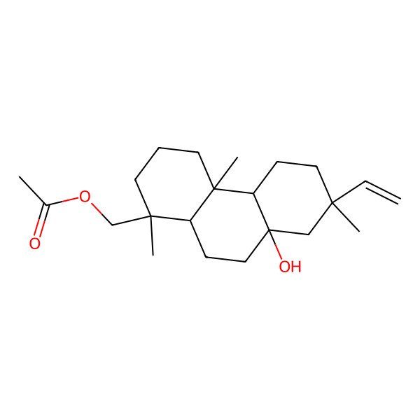 2D Structure of [(1S,4aR,4bS,7R,8aR,10aS)-7-ethenyl-8a-hydroxy-1,4a,7-trimethyl-2,3,4,4b,5,6,8,9,10,10a-decahydrophenanthren-1-yl]methyl acetate