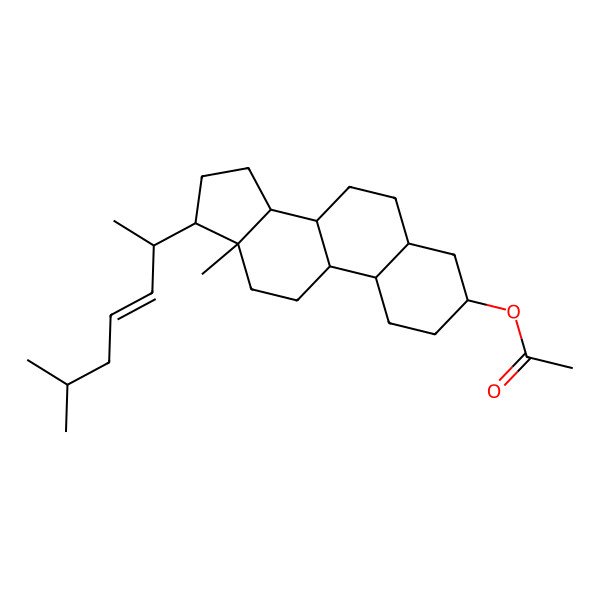 2D Structure of [(3R,5R,8S,9R,10S,13R,14R,17R)-13-methyl-17-[(E,2S)-6-methylhept-3-en-2-yl]-1,2,3,4,5,6,7,8,9,10,11,12,14,15,16,17-hexadecahydrocyclopenta[a]phenanthren-3-yl] acetate