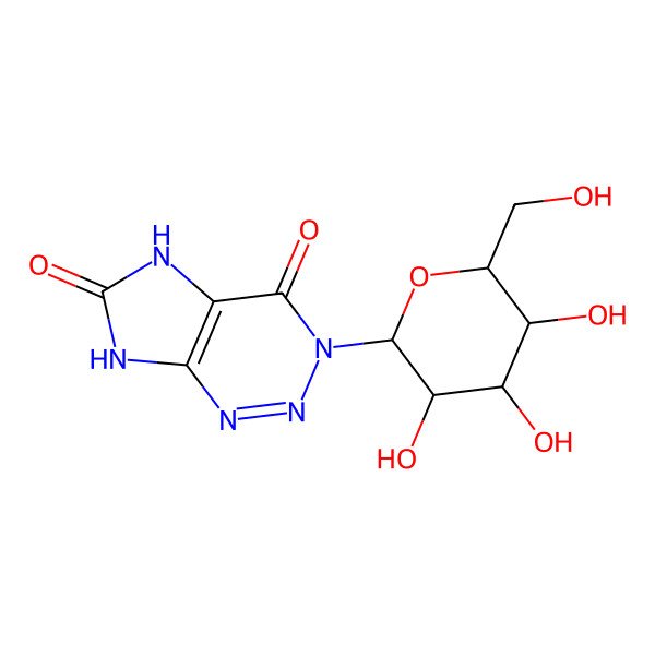 2D Structure of 3-[(2R,3R,4S)-3,4,5-trihydroxy-6-(hydroxymethyl)oxan-2-yl]-5,7-dihydroimidazo[4,5-d]triazine-4,6-dione