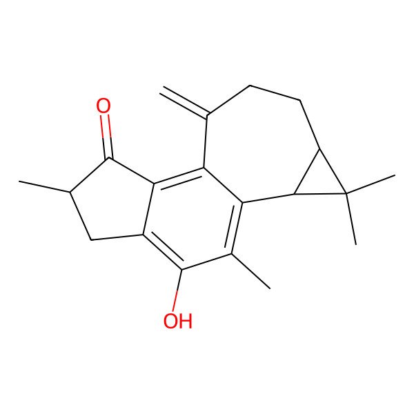 2D Structure of 9-Hydroxy-2,7,7,8-tetramethyl-4-methylidene-1,2,4,5,6,6a,7,7a-octahydro-3H-cyclopropa[3,4]cyclohepta[1,2-e]inden-3-one