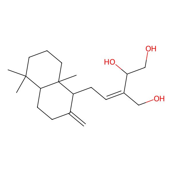 2D Structure of (2R)-3-[2-[(1S,4aS,8aS)-5,5,8a-trimethyl-2-methylidene-3,4,4a,6,7,8-hexahydro-1H-naphthalen-1-yl]ethylidene]butane-1,2,4-triol