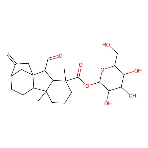 2D Structure of [3,4,5-Trihydroxy-6-(hydroxymethyl)oxan-2-yl] 2-formyl-4,8-dimethyl-13-methylidenetetracyclo[10.2.1.01,9.03,8]pentadecane-4-carboxylate