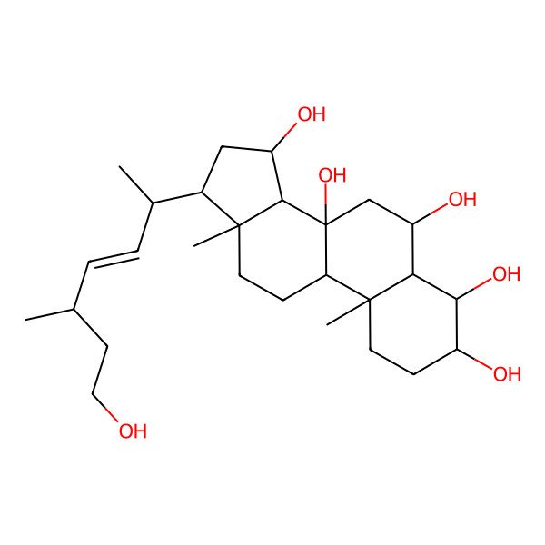 2D Structure of 17-(7-Hydroxy-5-methylhept-3-en-2-yl)-10,13-dimethyl-1,2,3,4,5,6,7,9,11,12,14,15,16,17-tetradecahydrocyclopenta[a]phenanthrene-3,4,6,8,15-pentol