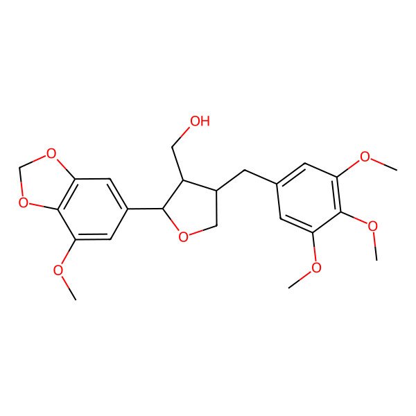 2D Structure of [(2S,3R,4R)-2-(7-methoxy-1,3-benzodioxol-5-yl)-4-[(3,4,5-trimethoxyphenyl)methyl]oxolan-3-yl]methanol