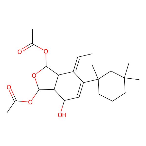 2D Structure of [(1S,3R,3aR,4Z,7R,7aS)-3-acetyloxy-4-ethylidene-7-hydroxy-5-[(1S)-1,3,3-trimethylcyclohexyl]-3,3a,7,7a-tetrahydro-1H-2-benzofuran-1-yl] acetate