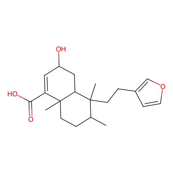 2D Structure of (3S,4aR,5S,6R,8aR)-5-[2-(furan-3-yl)ethyl]-3-hydroxy-5,6,8a-trimethyl-3,4,4a,6,7,8-hexahydronaphthalene-1-carboxylic acid