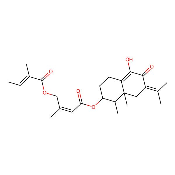 2D Structure of (5-hydroxy-1,8a-dimethyl-6-oxo-7-propan-2-ylidene-2,3,4,8-tetrahydro-1H-naphthalen-2-yl) 3-methyl-4-(2-methylbut-2-enoyloxy)but-2-enoate