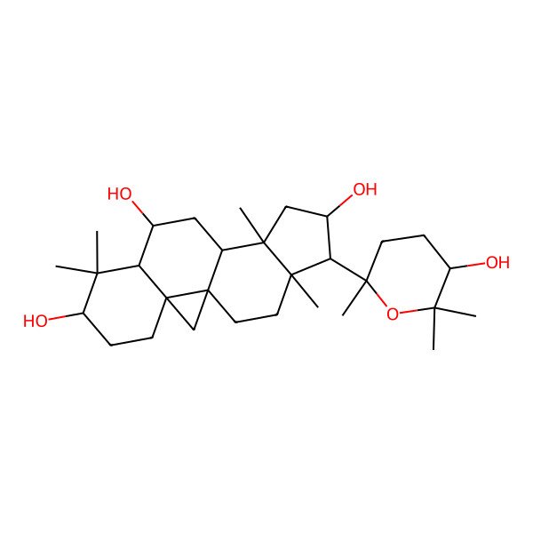 2D Structure of 15-(5-Hydroxy-2,6,6-trimethyloxan-2-yl)-7,7,12,16-tetramethylpentacyclo[9.7.0.01,3.03,8.012,16]octadecane-6,9,14-triol