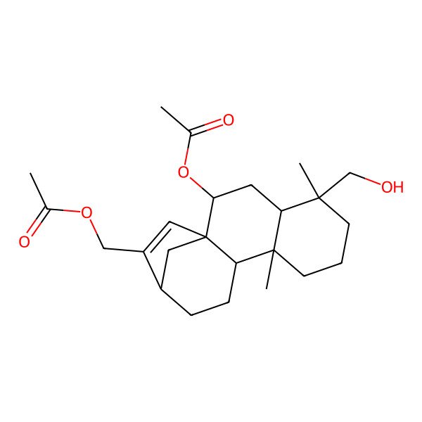 2D Structure of [(1R,2S,4R,5S,9R,10S,13R)-2-acetyloxy-5-(hydroxymethyl)-5,9-dimethyl-14-tetracyclo[11.2.1.01,10.04,9]hexadec-14-enyl]methyl acetate