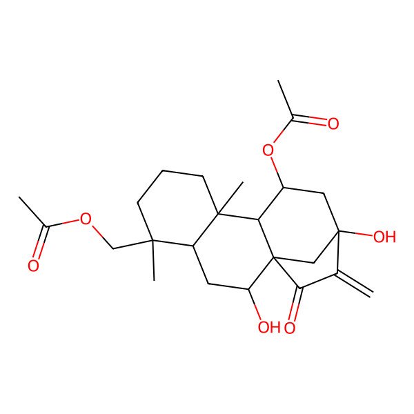 2D Structure of (11-Acetyloxy-2,13-dihydroxy-5,9-dimethyl-14-methylidene-15-oxo-5-tetracyclo[11.2.1.01,10.04,9]hexadecanyl)methyl acetate