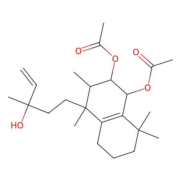 2D Structure of [(1S,2R,3S,4R)-1-acetyloxy-4-[(3S)-3-hydroxy-3-methylpent-4-enyl]-3,4,8,8-tetramethyl-1,2,3,5,6,7-hexahydronaphthalen-2-yl] acetate