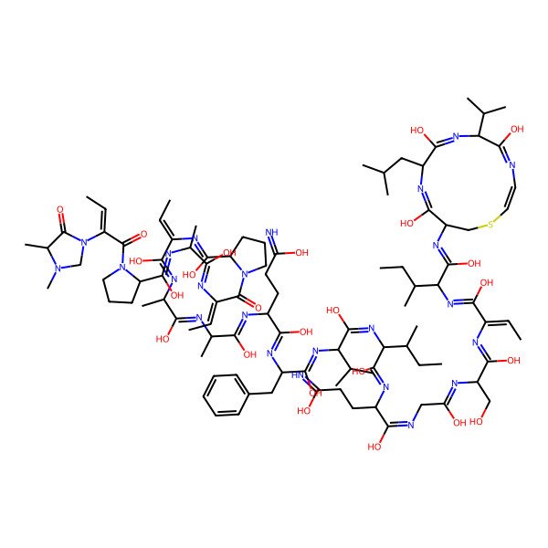 2D Structure of (2R)-N-[(2S)-1-[(2S)-1-[(2R,3R)-1-[(2R)-1-[2-[(2S)-1,3-dihydroxy-1-[(Z)-1-hydroxy-1-[(2R,3R)-1-hydroxy-3-methyl-1-[[(2Z,6S,9S,12R)-5,8,11-trihydroxy-9-(2-methylpropyl)-6-propan-2-yl-1-thia-4,7,10-triazacyclotrideca-2,4,7,10-tetraen-12-yl]imino]pentan-2-yl]iminobut-2-en-2-yl]iminopropan-2-yl]imino-2-hydroxyethyl]imino-1,5-dihydroxy-5-iminopentan-2-yl]imino-1-hydroxy-3-methylpentan-2-yl]imino-1-hydroxy-3-methylbutan-2-yl]imino-1-hydroxy-3-phenylpropan-2-yl]-2-[[(2R)-2-[[(2R)-2-[[(Z)-2-[[[(2R)-1-[(Z)-2-[[(2R)-2-[[[(2R)-1-[(Z)-2-(3,4-dimethyl-5-oxoimidazolidin-1-yl)but-2-enoyl]pyrrolidin-2-yl]-hydroxymethylidene]amino]-1-hydroxypropylidene]amino]but-2-enoyl]pyrrolidin-2-yl]-hydroxymethylidene]amino]-1-hydroxybut-2-enylidene]amino]-1-hydroxypropylidene]amino]-1-hydroxypropylidene]amino]pentanediimidic acid