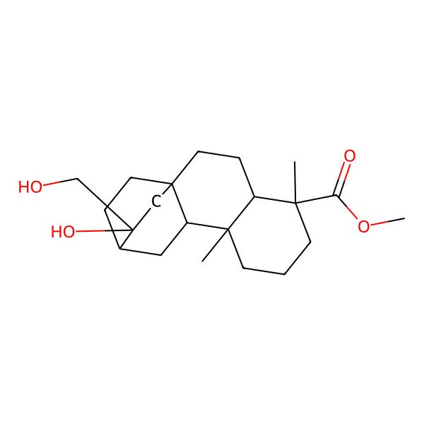2D Structure of Methyl 13-hydroxy-13-(hydroxymethyl)-5,9-dimethyltetracyclo[10.2.2.01,10.04,9]hexadecane-5-carboxylate