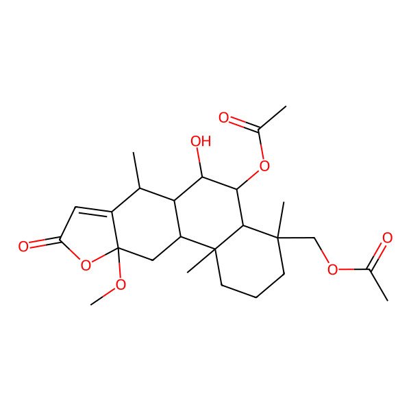 2D Structure of [(4R,4aR,5S,6R,6aS,7R,10aR,11aS,11bR)-5-acetyloxy-6-hydroxy-10a-methoxy-4,7,11b-trimethyl-9-oxo-1,2,3,4a,5,6,6a,7,11,11a-decahydronaphtho[2,1-f][1]benzofuran-4-yl]methyl acetate
