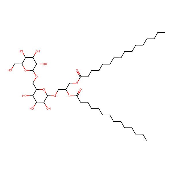 2D Structure of [2-Tetradecanoyloxy-3-[3,4,5-trihydroxy-6-[[3,4,5-trihydroxy-6-(hydroxymethyl)oxan-2-yl]oxymethyl]oxan-2-yl]oxypropyl] hexadecanoate