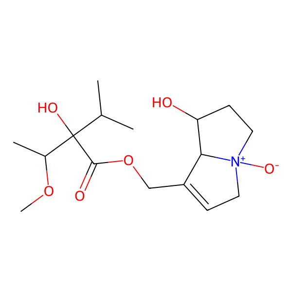 2D Structure of [(4R,7S,8R)-7-hydroxy-4-oxido-5,6,7,8-tetrahydro-3H-pyrrolizin-4-ium-1-yl]methyl (2S)-2-hydroxy-2-[(1R)-1-methoxyethyl]-3-methylbutanoate