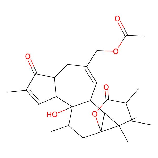 2D Structure of [(1R,2R,6R,10S,11R,13S,15R)-8-(acetyloxymethyl)-1-hydroxy-4,12,12,15-tetramethyl-5-oxo-13-tetracyclo[8.5.0.02,6.011,13]pentadeca-3,8-dienyl] (2R)-2-methylbutanoate