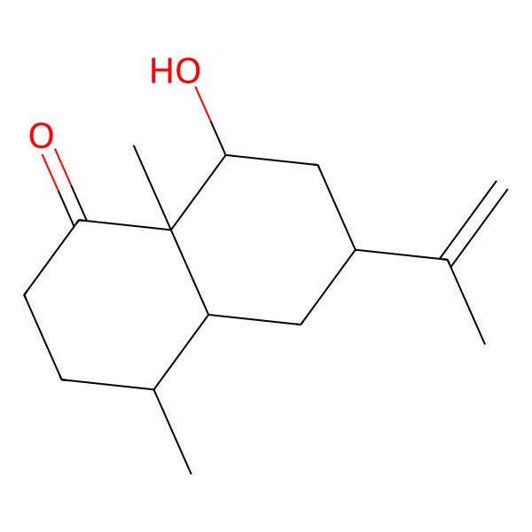 2D Structure of (4R,4aS,6S,8R,8aS)-8-hydroxy-4,8a-dimethyl-6-prop-1-en-2-yl-2,3,4,4a,5,6,7,8-octahydronaphthalen-1-one 2D Structure of (4R,4aS,6S,8R,8aS)-8-hydroxy-4,8a-dimethyl-6-prop-1-en-2-yl-2,3,4,4a,5,6,7,8-octahydronaphthalen-1-one