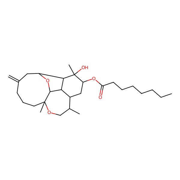 2D Structure of [(1S,2S,3R,4R,5S,7S,8R,11S,17S)-4-hydroxy-4,8,11-trimethyl-15-methylidene-10,18-dioxatetracyclo[9.7.0.02,7.03,17]octadecan-5-yl] octanoate