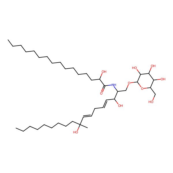 2D Structure of N-[3,9-dihydroxy-9-methyl-1-[3,4,5-trihydroxy-6-(hydroxymethyl)oxan-2-yl]oxyoctadeca-4,7-dien-2-yl]-2-hydroxyhexadecanamide