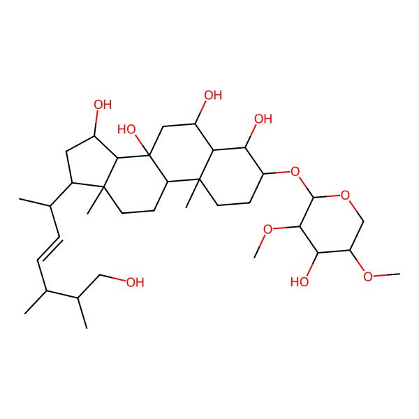 2D Structure of (20r,24r,25s,22e)-3-O-(2,4-di-O-methyl-beta-d-xylopyranosyl)-24-methyl-5alpha-cholest-22-ene-3beta,4beta,6beta,8,15alpha,26-hexaol