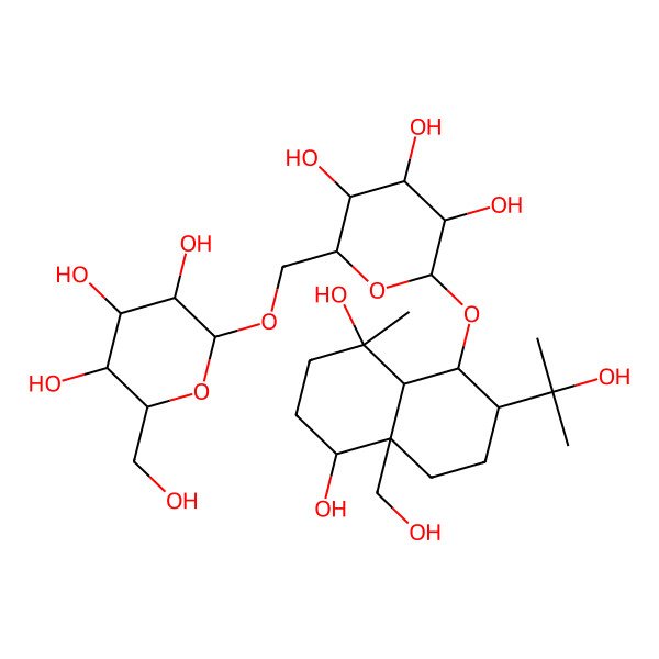 2D Structure of 2-[[6-[[5,8-Dihydroxy-4a-(hydroxymethyl)-2-(2-hydroxypropan-2-yl)-8-methyl-1,2,3,4,5,6,7,8a-octahydronaphthalen-1-yl]oxy]-3,4,5-trihydroxyoxan-2-yl]methoxy]-6-(hydroxymethyl)oxane-3,4,5-triol