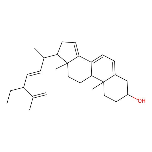 2D Structure of (3S,9R,10R,13R,17R)-17-[(2R,3Z,5S)-5-ethyl-6-methylhepta-3,6-dien-2-yl]-10,13-dimethyl-2,3,4,9,11,12,16,17-octahydro-1H-cyclopenta[a]phenanthren-3-ol