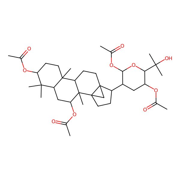 2D Structure of [3-Acetyloxy-15-[2,5-diacetyloxy-6-(2-hydroxypropan-2-yl)oxan-3-yl]-2,6,6,10-tetramethyl-7-pentacyclo[12.3.1.01,14.02,11.05,10]octadecanyl] acetate