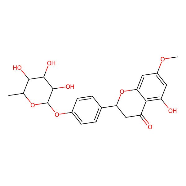 2D Structure of (2S)-5-hydroxy-7-methoxy-2-[4-[(2R,3S,4S,5S,6R)-3,4,5-trihydroxy-6-methyloxan-2-yl]oxyphenyl]-2,3-dihydrochromen-4-one
