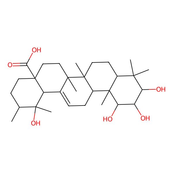 2D Structure of 1,10,11,12-Tetrahydroxy-1,2,6a,6b,9,9,12a-heptamethyl-2,3,4,5,6,6a,7,8,8a,10,11,12,13,14b-tetradecahydropicene-4a-carboxylic acid