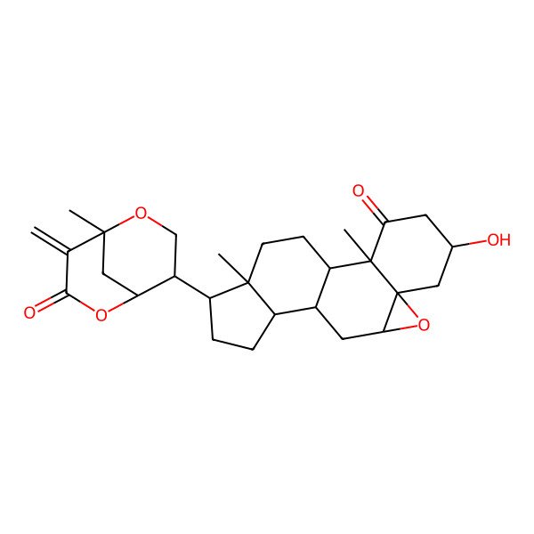 2D Structure of (1S,2R,5S,7S,9R,11S,12S,15R,16S)-5-hydroxy-2,16-dimethyl-15-[(1R,4R,5R)-1-methyl-8-methylidene-7-oxo-2,6-dioxabicyclo[3.3.1]nonan-4-yl]-8-oxapentacyclo[9.7.0.02,7.07,9.012,16]octadecan-3-one