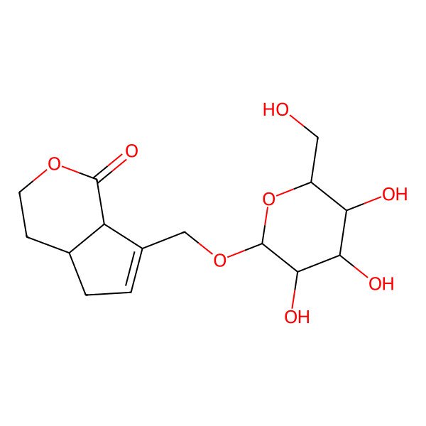 2D Structure of (4aR,7aS)-7-[[(2R,3R,4S,5S,6R)-3,4,5-trihydroxy-6-(hydroxymethyl)oxan-2-yl]oxymethyl]-4,4a,5,7a-tetrahydro-3H-cyclopenta[c]pyran-1-one