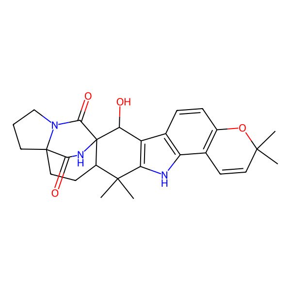 2D Structure of 2-Hydroxy-9,9,16,16-tetramethyl-8-oxa-14,24,26-triazaheptacyclo[18.5.2.01,17.03,15.04,13.07,12.020,24]heptacosa-3(15),4(13),5,7(12),10-pentaene-25,27-dione