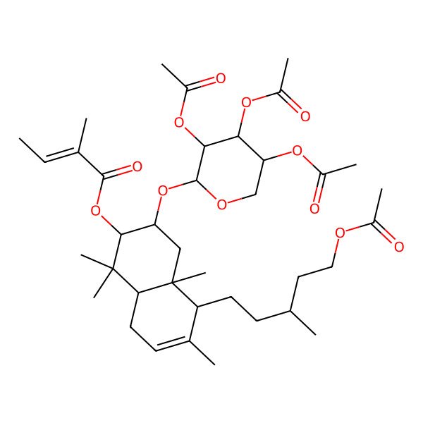 2D Structure of [5-(5-Acetyloxy-3-methylpentyl)-1,1,4a,6-tetramethyl-3-(3,4,5-triacetyloxyoxan-2-yl)oxy-2,3,4,5,8,8a-hexahydronaphthalen-2-yl] 2-methylbut-2-enoate