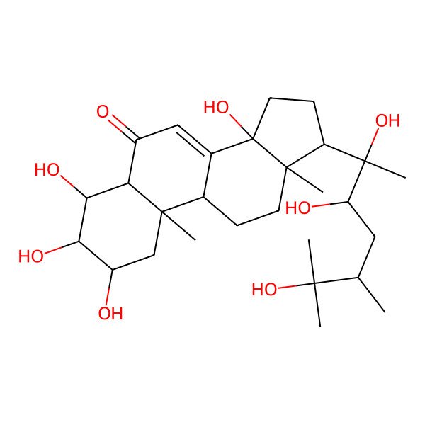 2D Structure of (2S,3S,4R,5S,9S,10R,13R,14S,17S)-2,3,4,14-tetrahydroxy-10,13-dimethyl-17-[(2R,3R,5S)-2,3,6-trihydroxy-5,6-dimethylheptan-2-yl]-2,3,4,5,9,11,12,15,16,17-decahydro-1H-cyclopenta[a]phenanthren-6-one