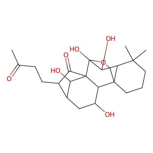 2D Structure of 3,9,10,18-Tetrahydroxy-12,12-dimethyl-6-(3-oxobutyl)-17-oxapentacyclo[7.6.2.15,8.01,11.02,8]octadecan-7-one