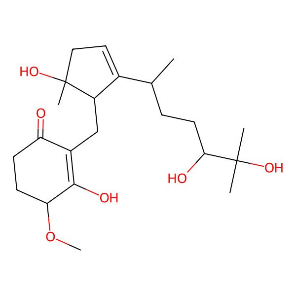 2D Structure of (4S)-2-[[(1S,5S)-2-[(2R,5S)-5,6-dihydroxy-6-methylheptan-2-yl]-5-hydroxy-5-methylcyclopent-2-en-1-yl]methyl]-3-hydroxy-4-methoxycyclohex-2-en-1-one
