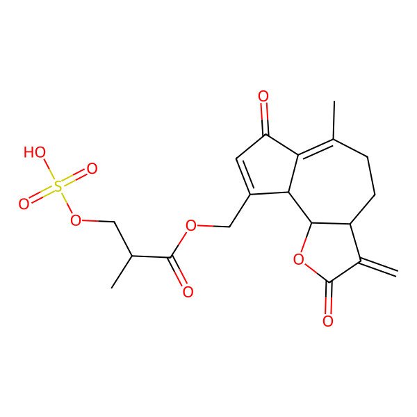2D Structure of [(3aS,9aS,9bS)-6-methyl-3-methylidene-2,7-dioxo-4,5,9a,9b-tetrahydro-3aH-azuleno[8,7-b]furan-9-yl]methyl (2S)-2-methyl-3-sulfooxypropanoate