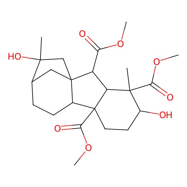 2D Structure of trimethyl (1R,2S,3S,4S,5S,8R,9R,12R,13S)-5,13-dihydroxy-4,13-dimethyltetracyclo[10.2.1.01,9.03,8]pentadecane-2,4,8-tricarboxylate