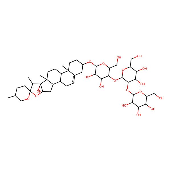 2D Structure of 2-[2-[4,5-Dihydroxy-2-(hydroxymethyl)-6-(8-hydroxy-5',7,9,13-tetramethylspiro[5-oxapentacyclo[10.8.0.02,9.04,8.013,18]icos-18-ene-6,2'-oxane]-16-yl)oxyoxan-3-yl]oxy-4,5-dihydroxy-6-(hydroxymethyl)oxan-3-yl]oxy-6-(hydroxymethyl)oxane-3,4,5-triol