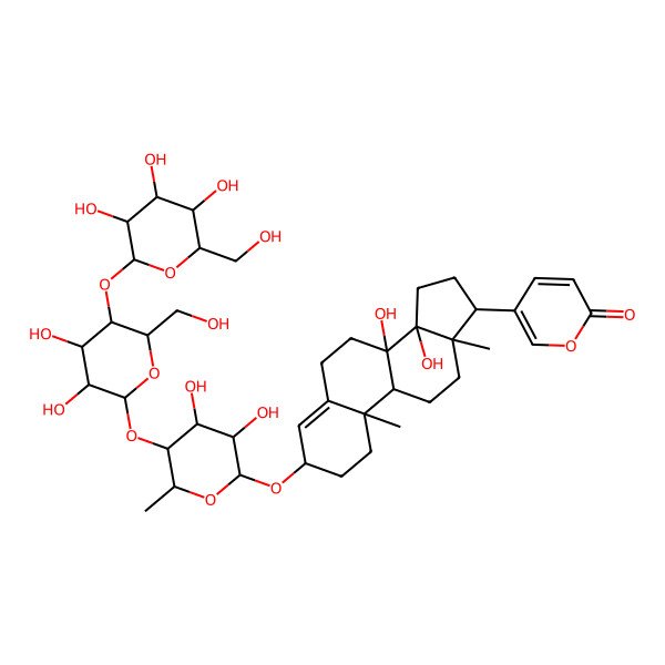 2D Structure of 5-[3-[5-[3,4-dihydroxy-6-(hydroxymethyl)-5-[3,4,5-trihydroxy-6-(hydroxymethyl)oxan-2-yl]oxyoxan-2-yl]oxy-3,4-dihydroxy-6-methyloxan-2-yl]oxy-8,14-dihydroxy-10,13-dimethyl-2,3,6,7,9,11,12,15,16,17-decahydro-1H-cyclopenta[a]phenanthren-17-yl]pyran-2-one