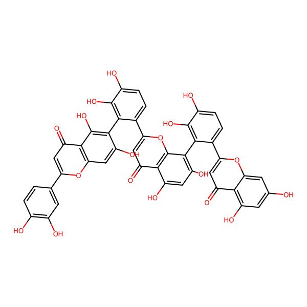 2D Structure of 8-[6-(5,7-Dihydroxy-4-oxochromen-2-yl)-2,3-dihydroxyphenyl]-2-[2-[2-(3,4-dihydroxyphenyl)-5,7-dihydroxy-4-oxochromen-6-yl]-3,4-dihydroxyphenyl]-5,7-dihydroxychromen-4-one