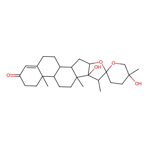 2D Structure of 5',8-Dihydroxy-5',7,9,13-tetramethylspiro[5-oxapentacyclo[10.8.0.02,9.04,8.013,18]icos-17-ene-6,2'-oxane]-16-one